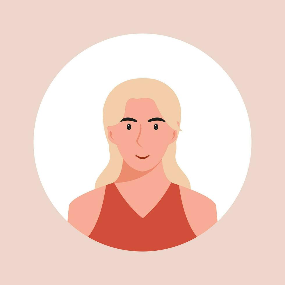 circulo el avatar con el retrato mujer de varios Razas y peinados colección de usuario perfiles. redondo icono con contento sonriente humano. vistoso plano vector ilustración.