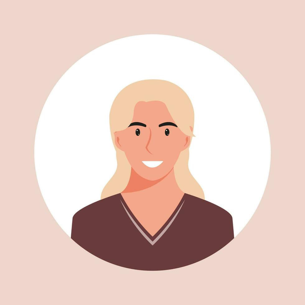 Circle the avatar with the portrait women of various races and hairstyles. Collection of user profiles. Round icon with happy smiling human. Colorful flat vector illustration.