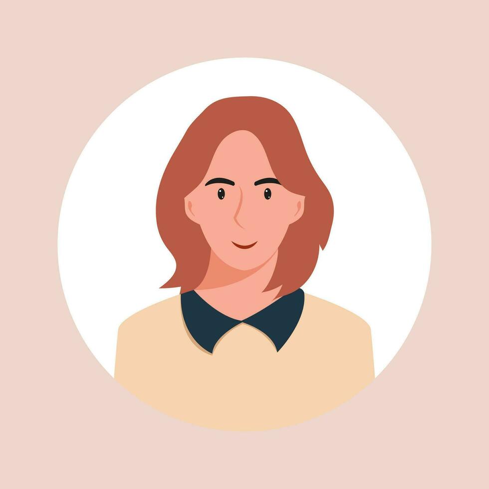 circulo el avatar con el retrato mujer de varios Razas y peinados colección de usuario perfiles. redondo icono con contento sonriente humano. vistoso plano vector ilustración.