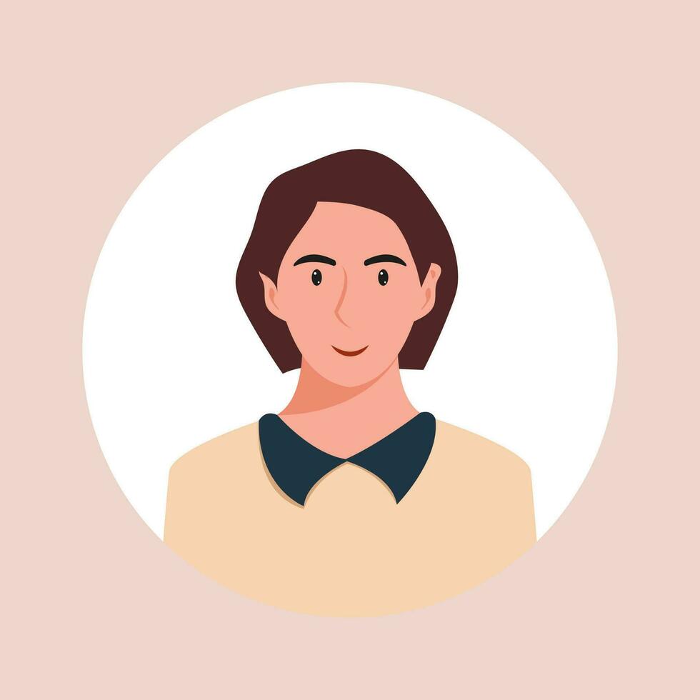 Circle the avatar with the portrait women of various races and hairstyles. Collection of user profiles. Round icon with happy smiling human. Colorful flat vector illustration.