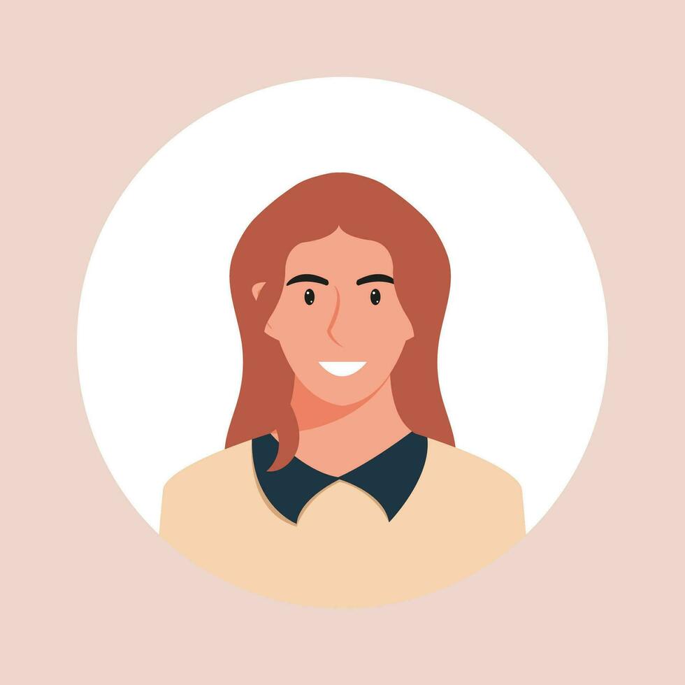 circulo el avatar con el retrato mujer de varios Razas y peinados colección de usuario perfiles. redondo icono con contento sonriente humano. vistoso plano vector ilustración.