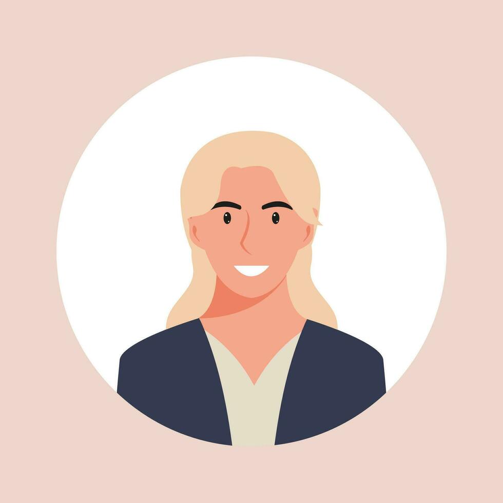 Circle the avatar with the portrait women of various races and hairstyles. Collection of user profiles. Round icon with happy smiling human. Colorful flat vector illustration.