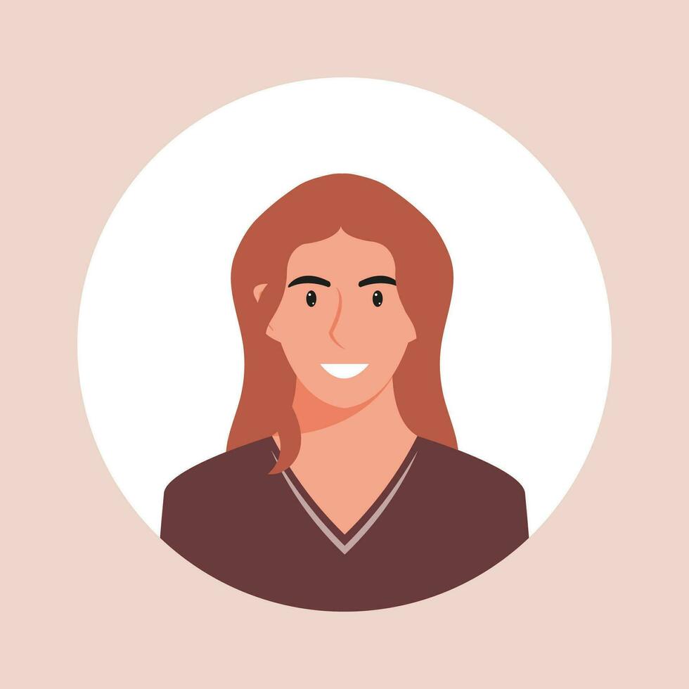 Circle the avatar with the portrait women of various races and hairstyles. Collection of user profiles. Round icon with happy smiling human. Colorful flat vector illustration.
