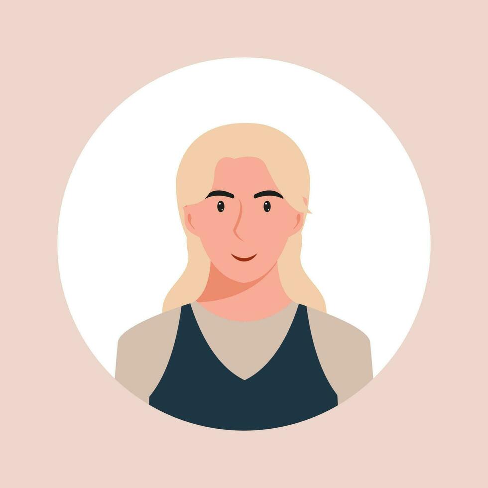 Circle the avatar with the portrait women of various races and hairstyles. Collection of user profiles. Round icon with happy smiling human. Colorful flat vector illustration.