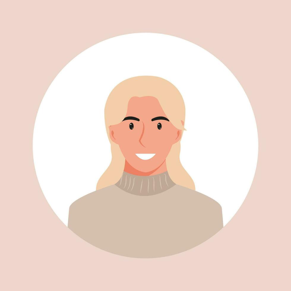 circulo el avatar con el retrato mujer de varios Razas y peinados colección de usuario perfiles. redondo icono con contento sonriente humano. vistoso plano vector ilustración.