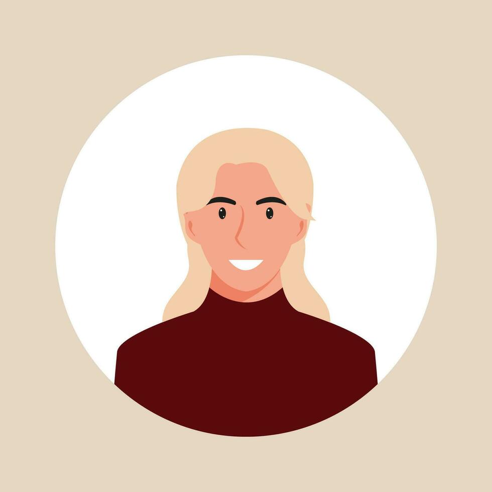 circulo el avatar con el retrato mujer de varios Razas y peinados colección de usuario perfiles. redondo icono con contento sonriente humano. vistoso plano vector ilustración.