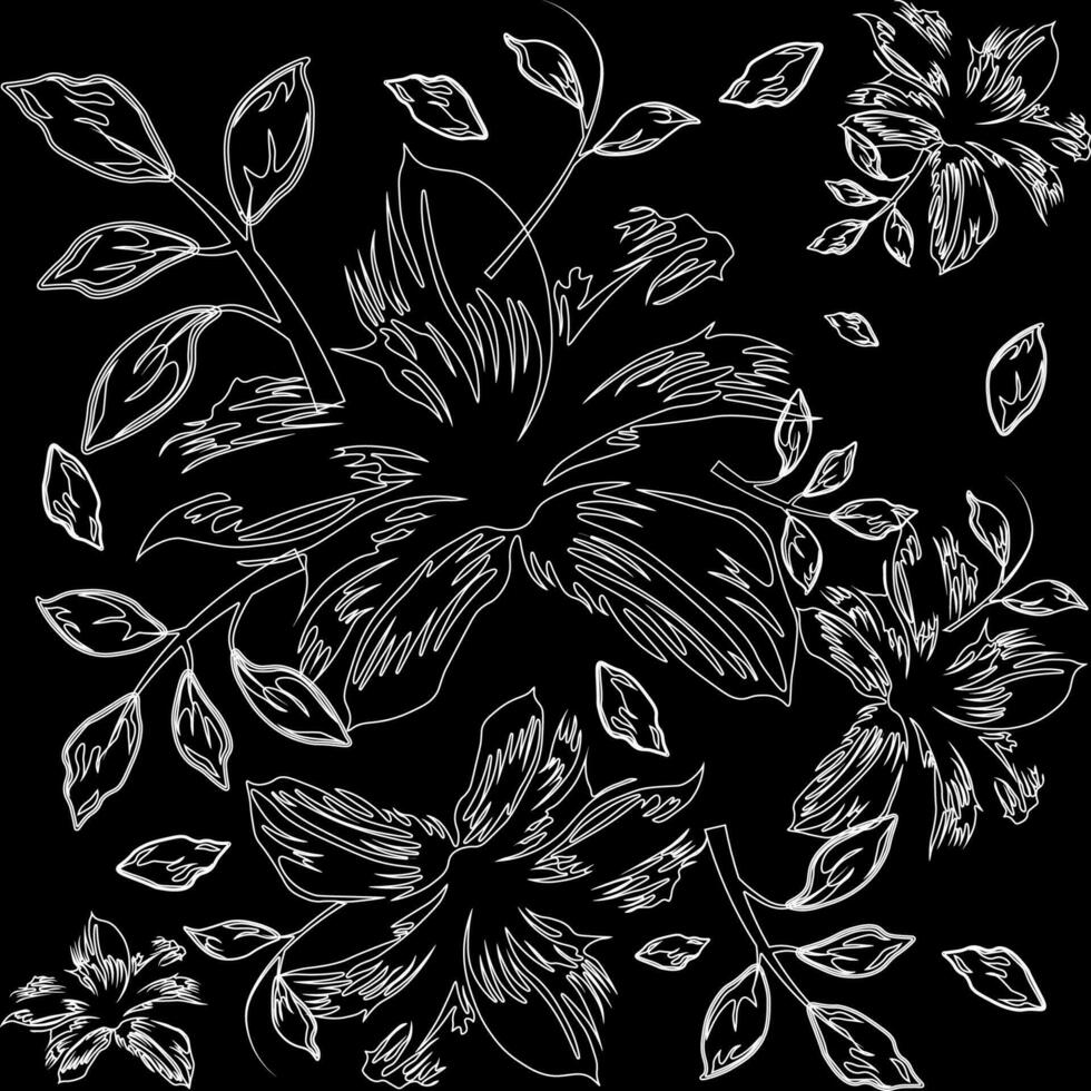 Line art flower illustration. vector