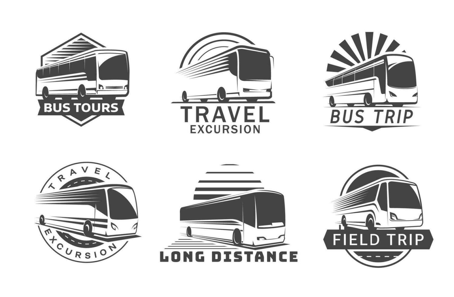 autobús viaje Excursiones y Rápido transporte íconos vector