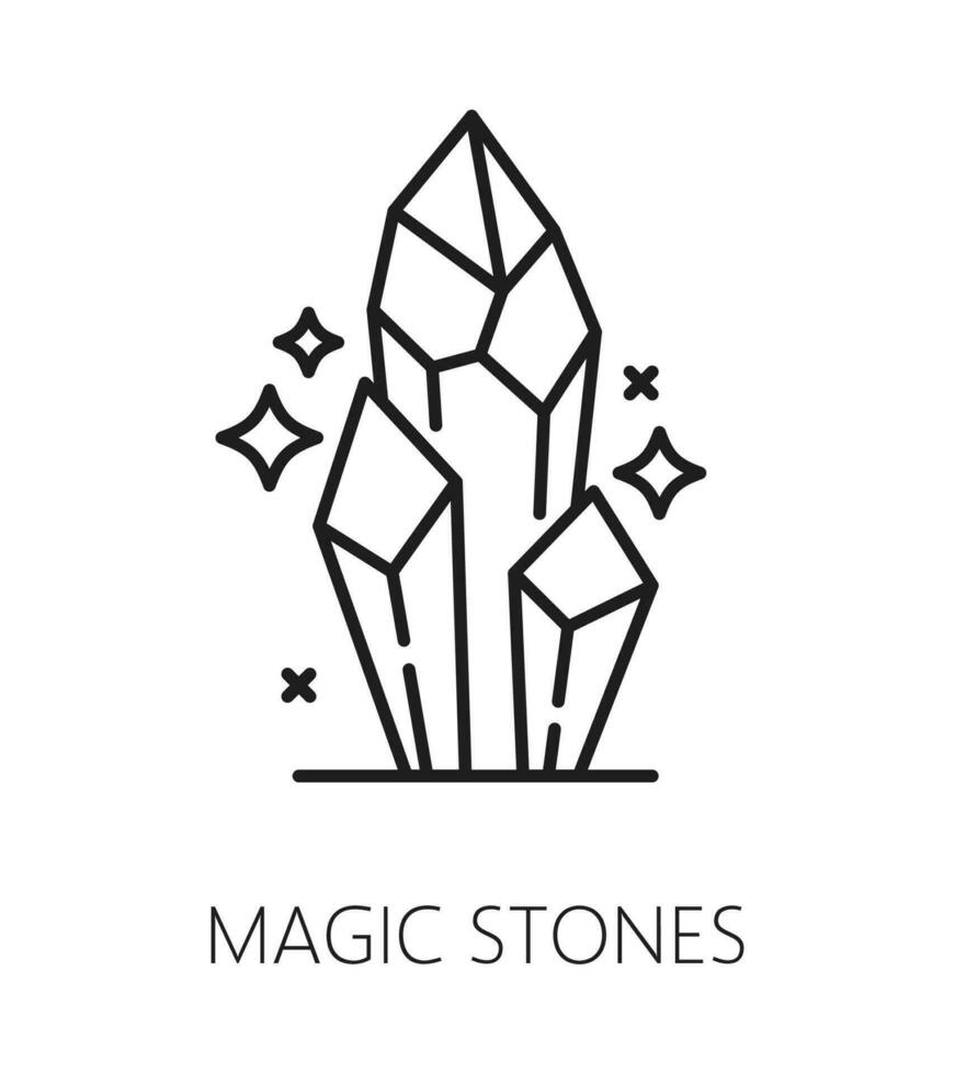 Magic crystals, witchcraft and esoteric magic icon vector