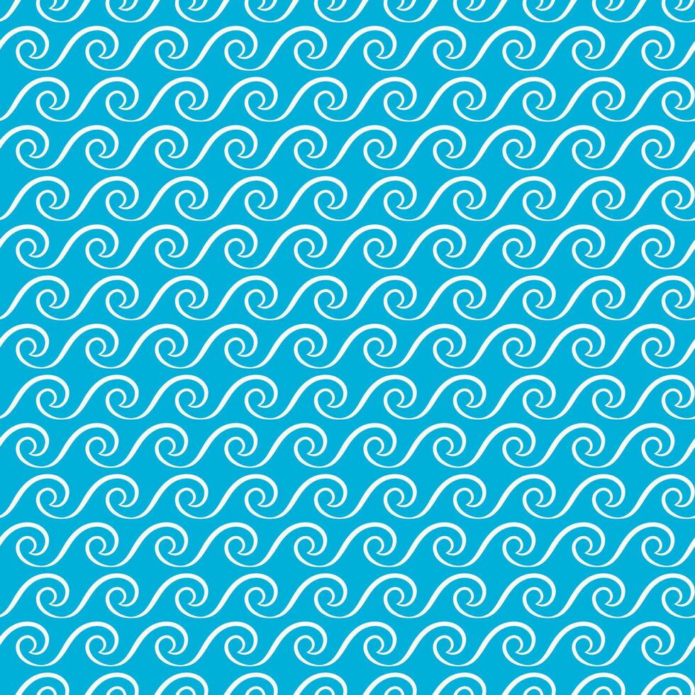 Sea and ocean curly blue waves seamless pattern vector