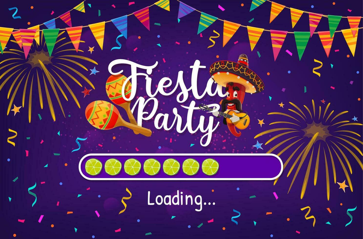 Mexican fiesta holiday loading bar, vector scale