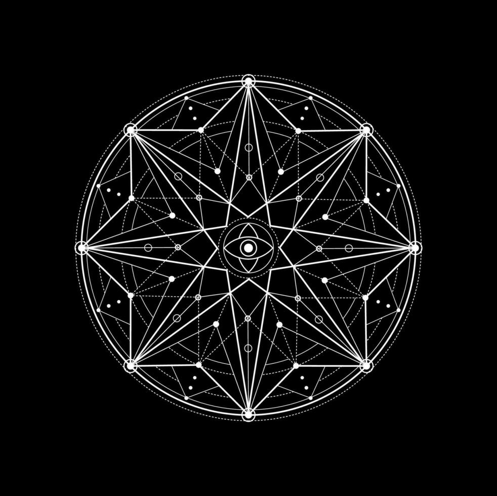 Spiritual tattoo, sacred geometry magic pentagram vector