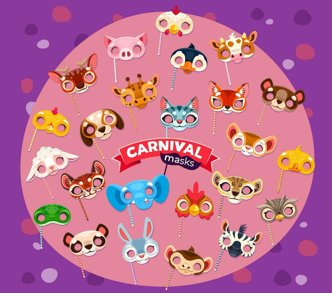 dibujos animados animal carnaval fiesta mascaras o disfraces vector