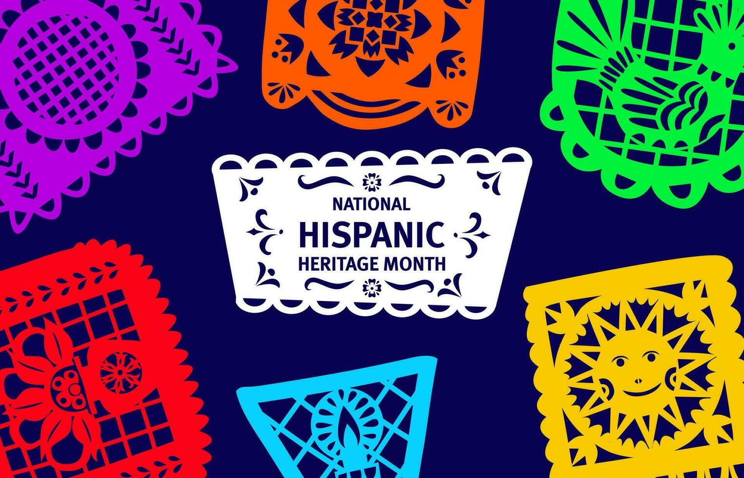 National hispanic month banner with papel picado vector