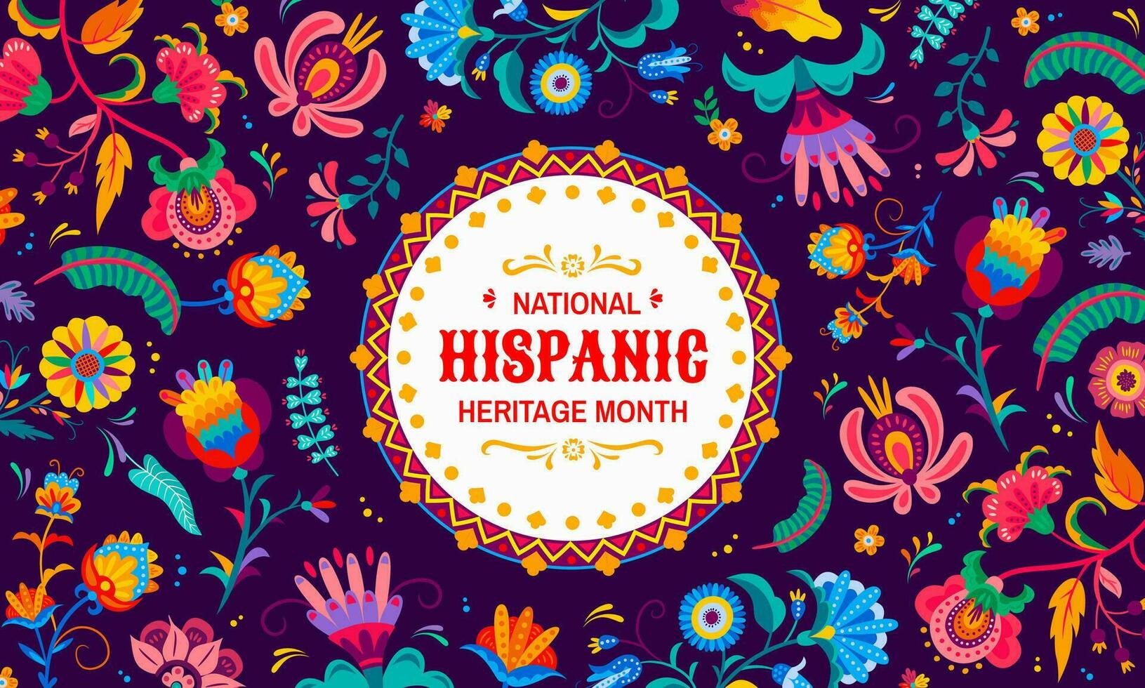 Hispanic heritage month banner tropical flowers 27700742 Vector Art at