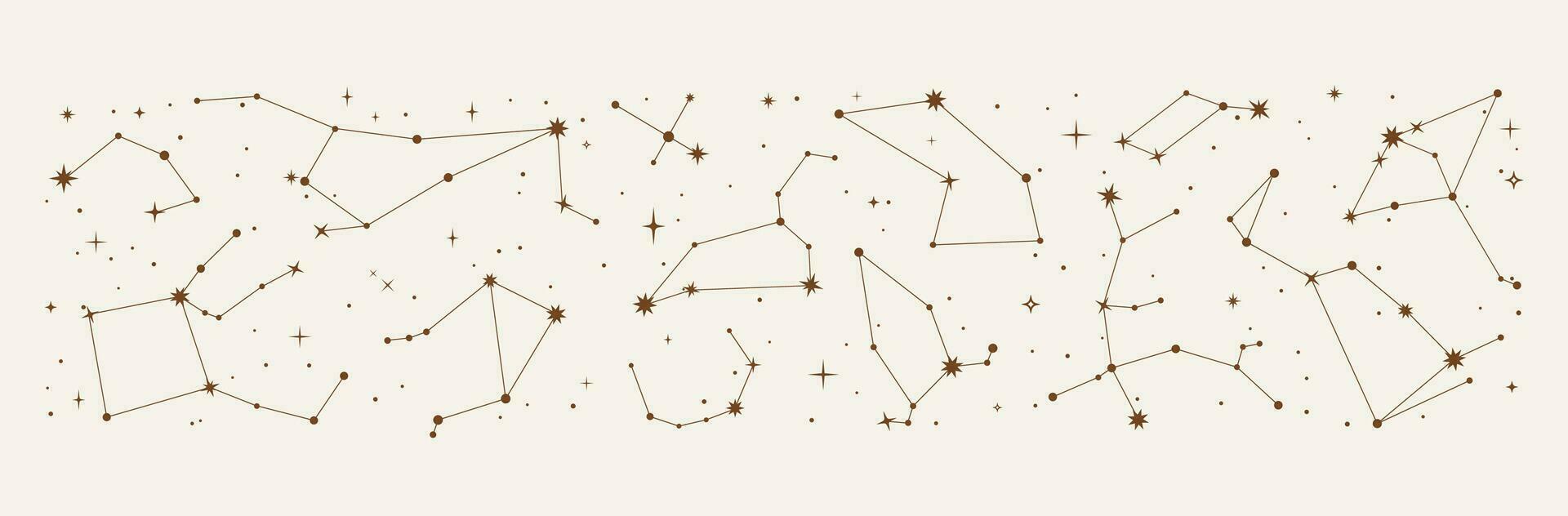 Space star constellation border, galaxy sky map vector