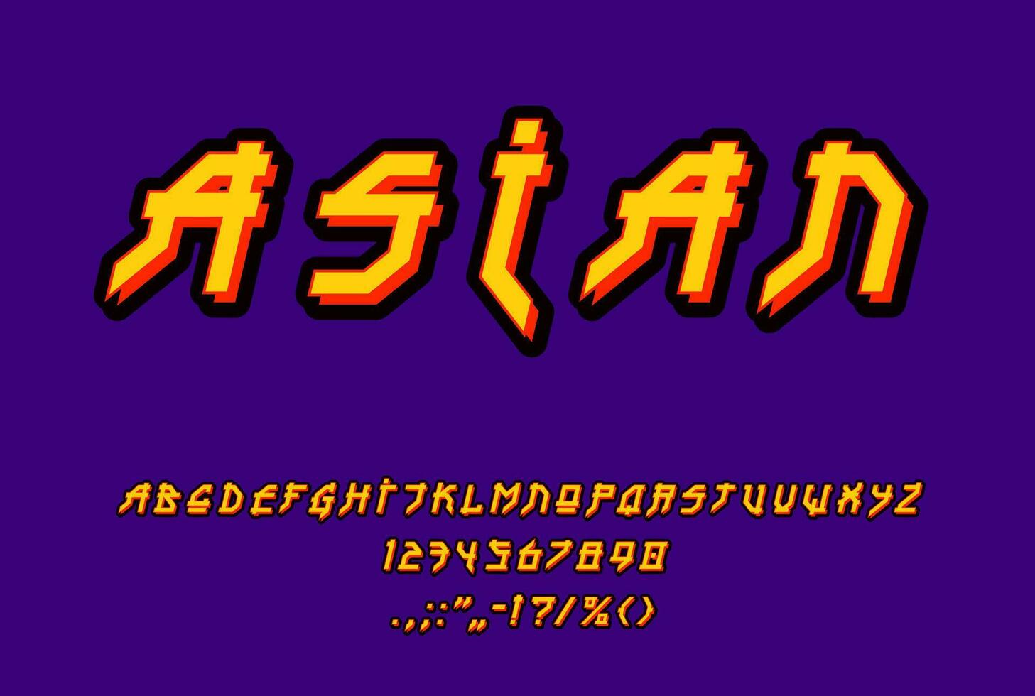 Asian hieroglyphs font, Japanese type alphabet vector