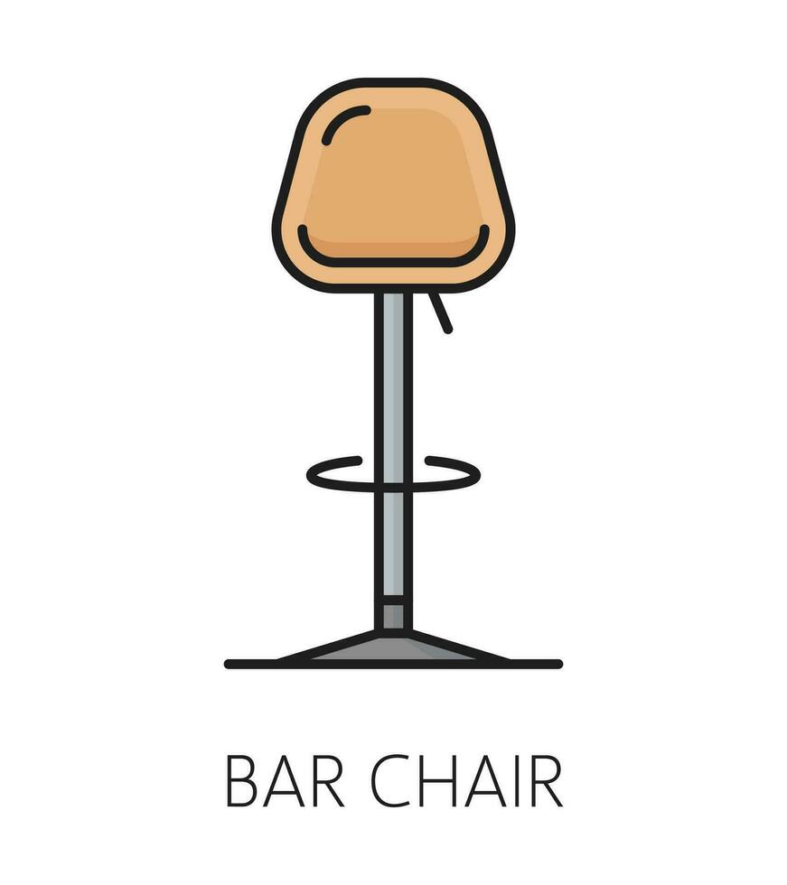 Bar chair furniture icon, restaurant interior item vector