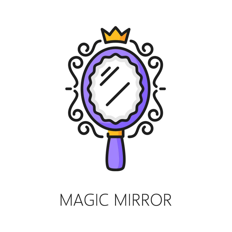 Magic mirror witchcraft magic icon, mystery sign vector