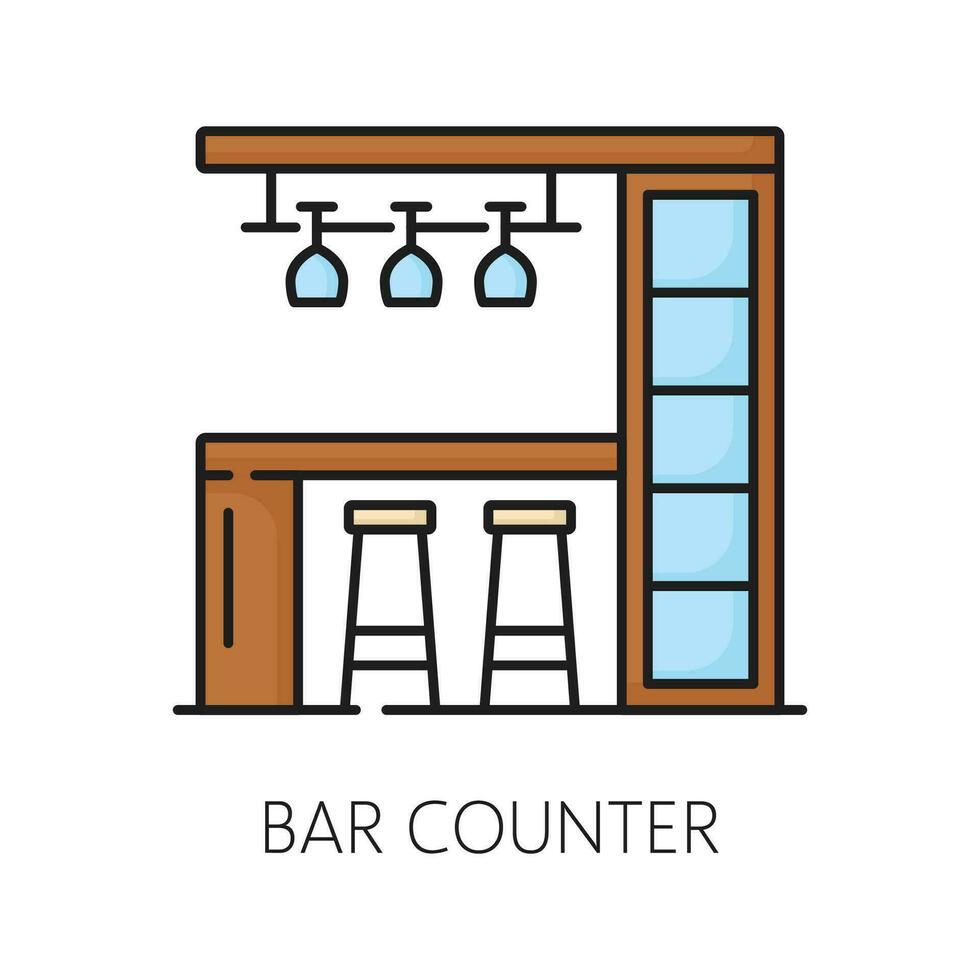 Bar counter furniture icon, home interior item vector