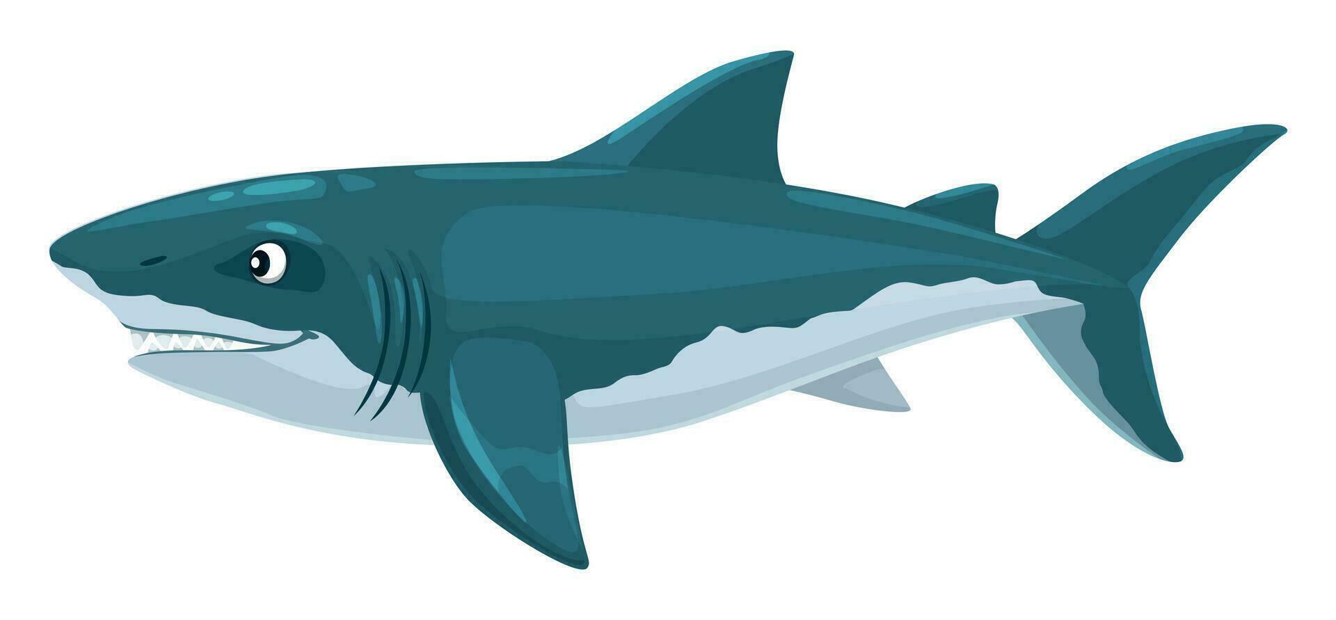 megalodon tiburón dinosaurio dibujos animados personaje vector