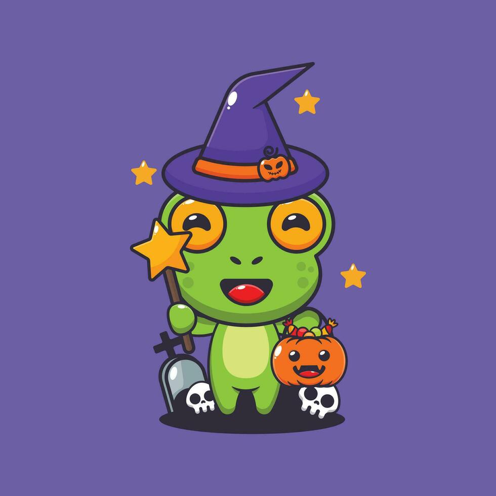 Witch frog in halloween day. vector