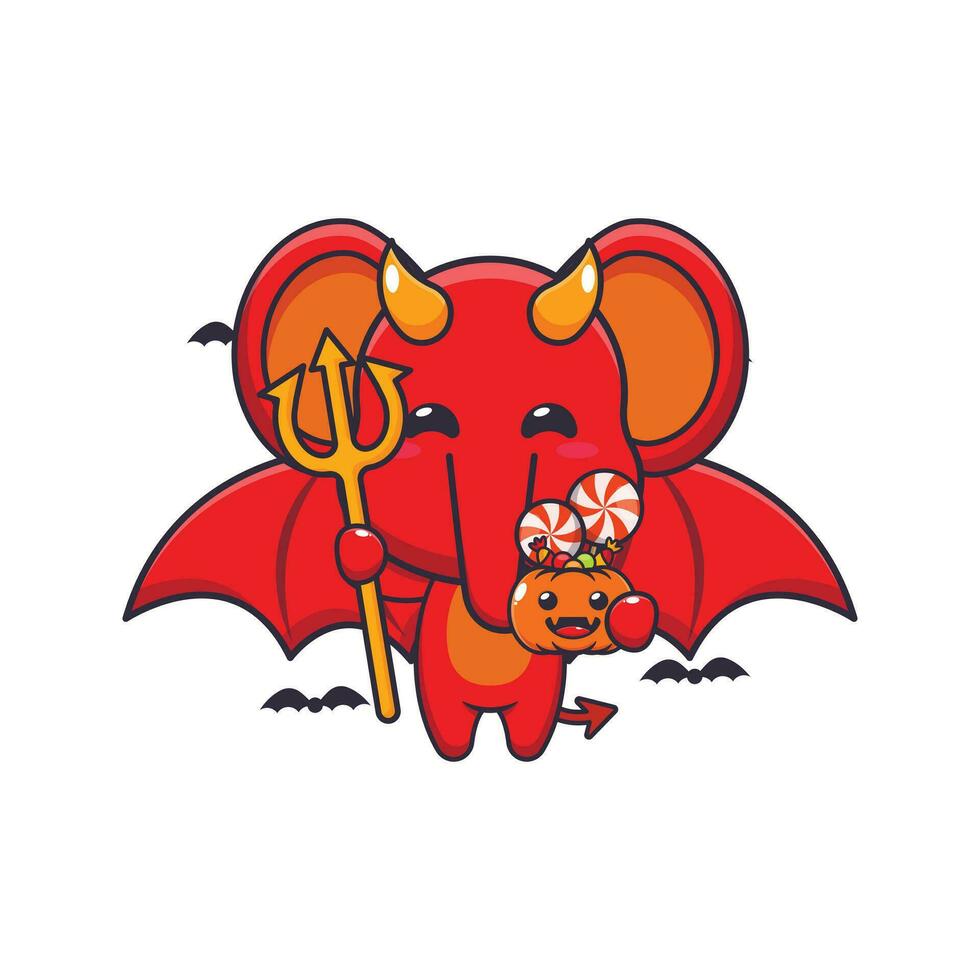 Devil elephant in halloween day. vector