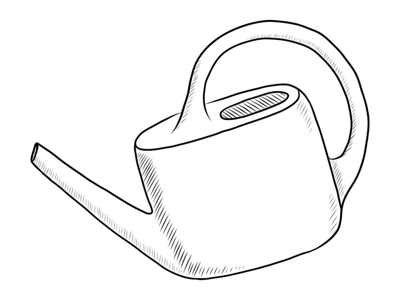 BLACK VECTOR ISOLATED ON A WHITE BACKGROUND DOODLE ILLUSTRATION OF A GARDEN WATERING CAN