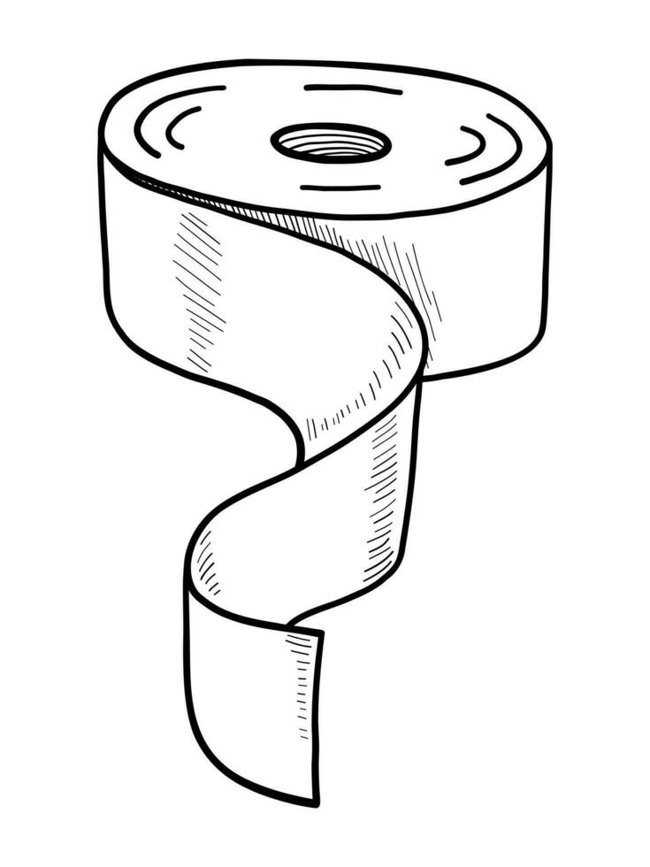 VECTOR ISOLATED ON A WHITE BACKGROUND DOODLE ILLUSTRATION OF A ROLL OF PAPER FOR DEPILATION