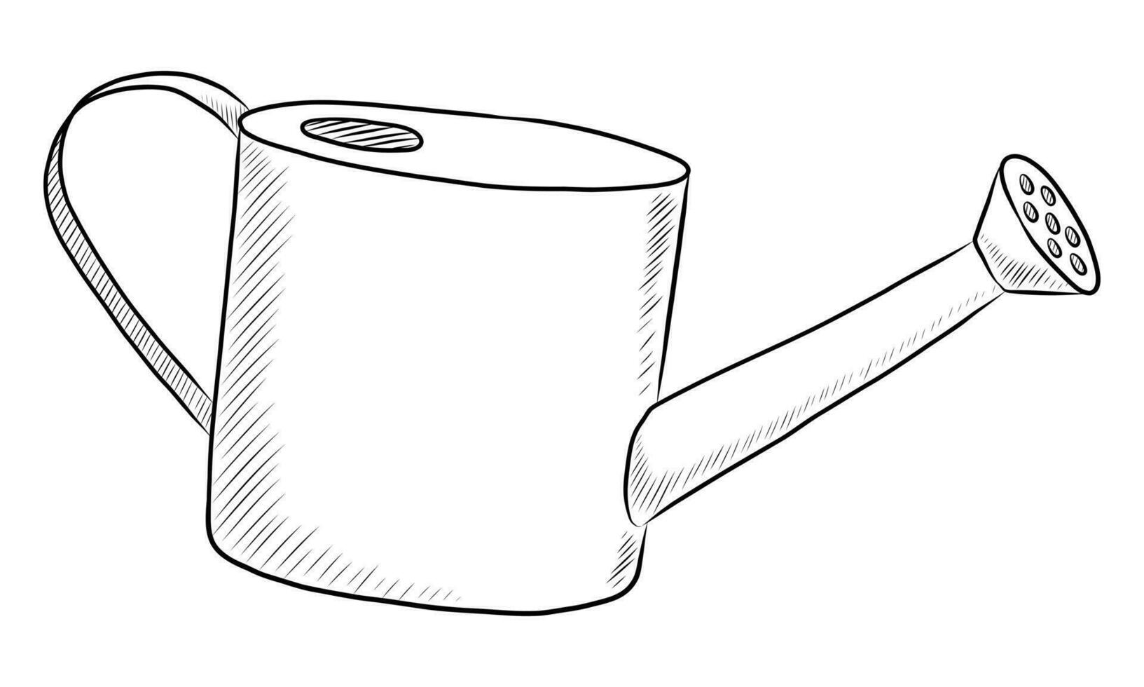 BLACK VECTOR ISOLATED ON A WHITE BACKGROUND DOODLE ILLUSTRATION OF A GARDEN WATERING CAN