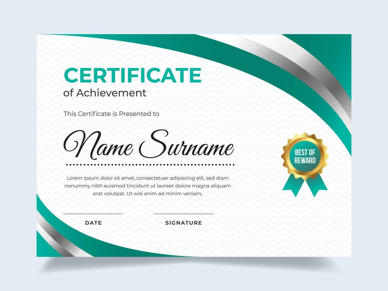 Silver certificate template with badge. Suitable for achievement, rewards diploma and employee vector