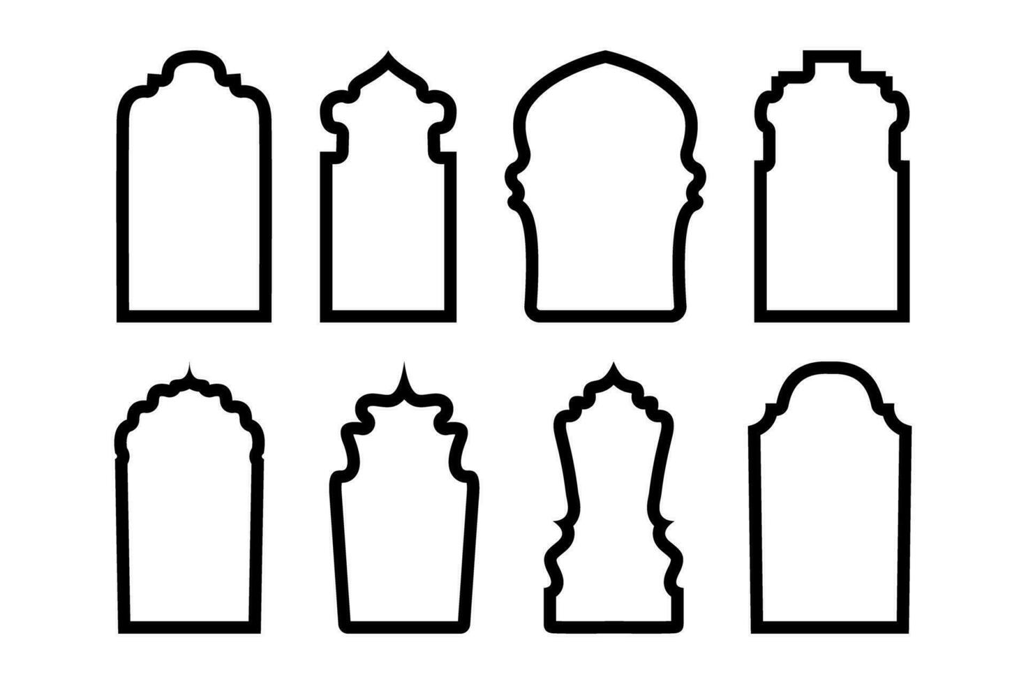 set of arabic arches and windows vector