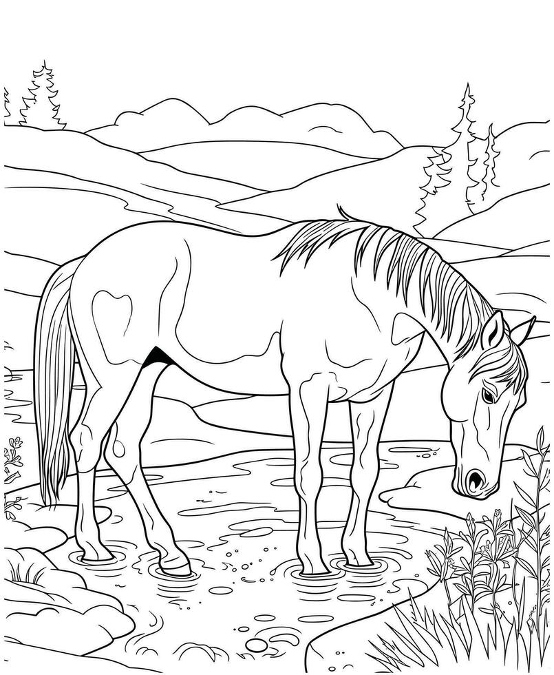 beautiful horse coloring pages 27701669 Vector Art at Vecteezy
