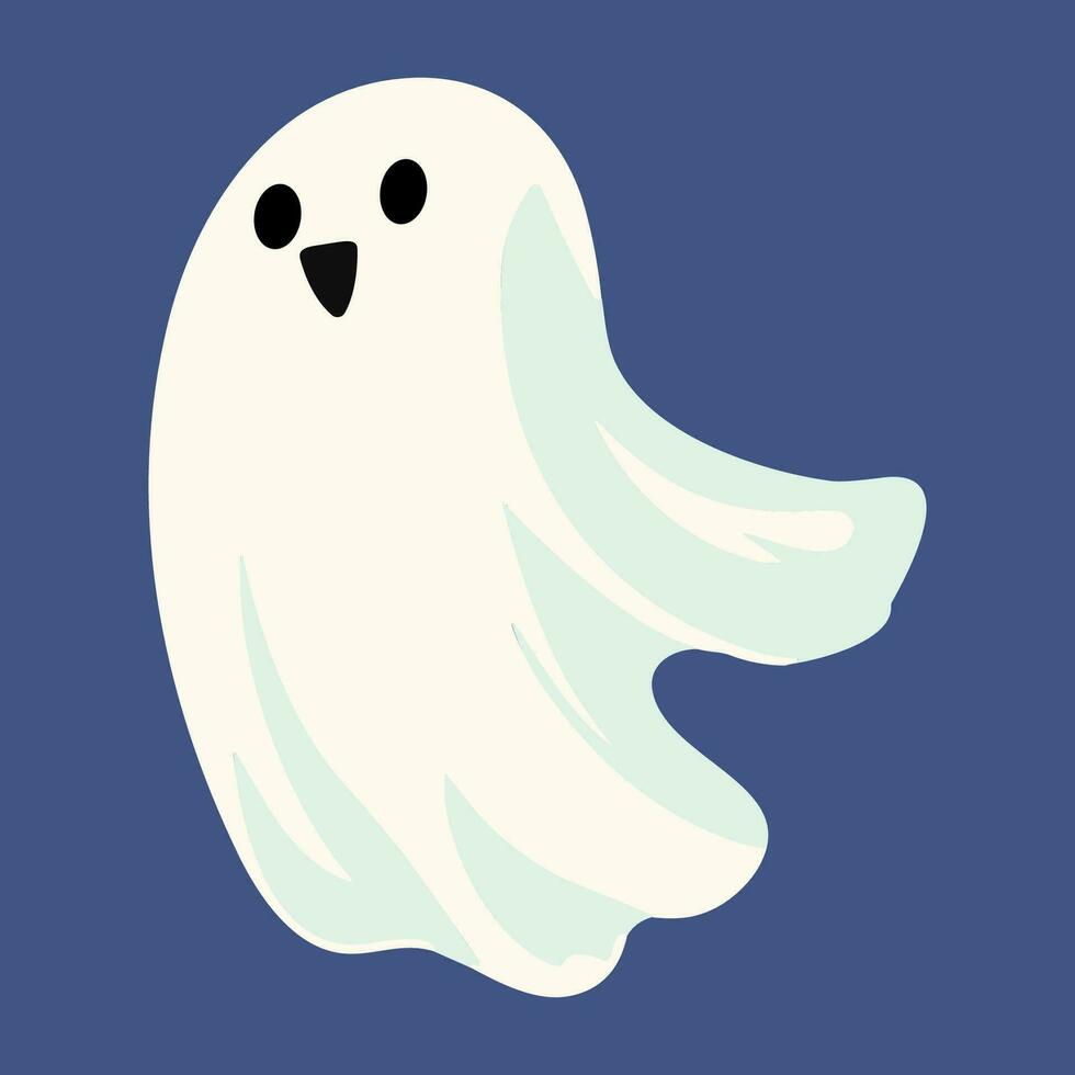 linda fantasma personaje estilo, y plano diseño. vector ilustraciones para Víspera de Todos los Santos día.