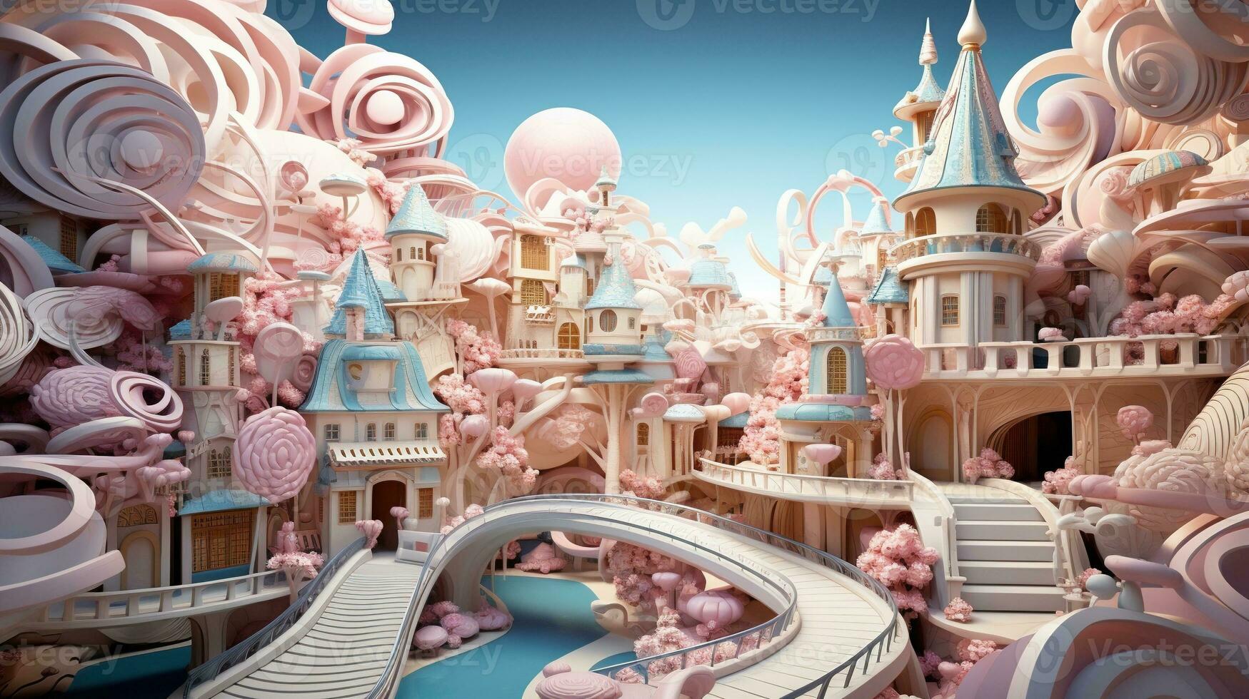 whimsical paper wonderland, digital art illustration, Generative AI photo