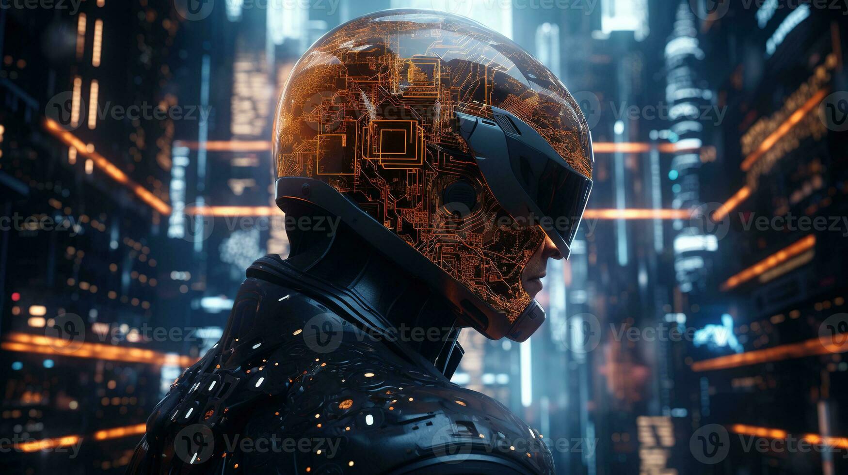 defender of data, digital art illustration, Generative AI photo