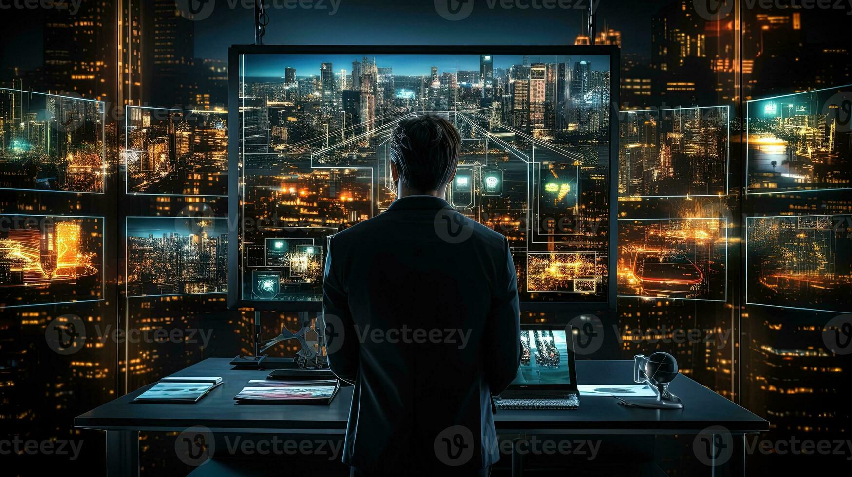 cybersecurity vigilance, digital art illustration, Generative AI photo