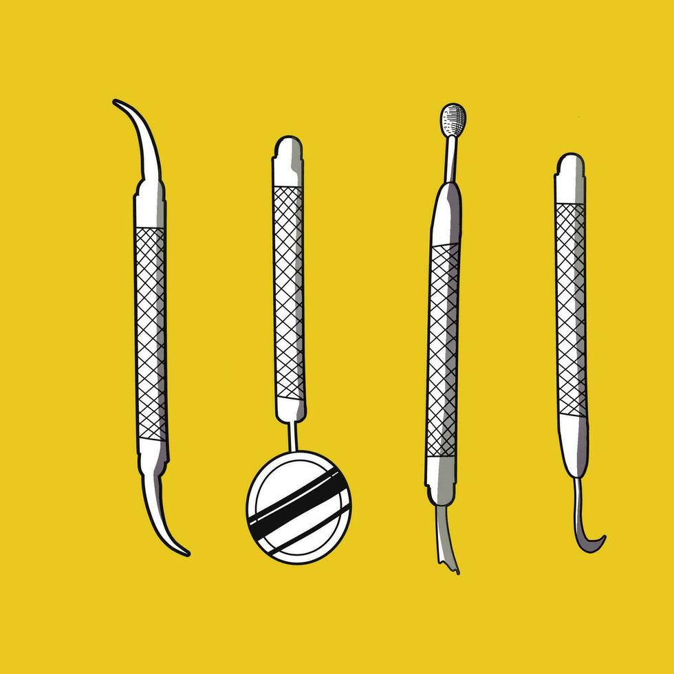 dental herramientas conjunto ilustración vector