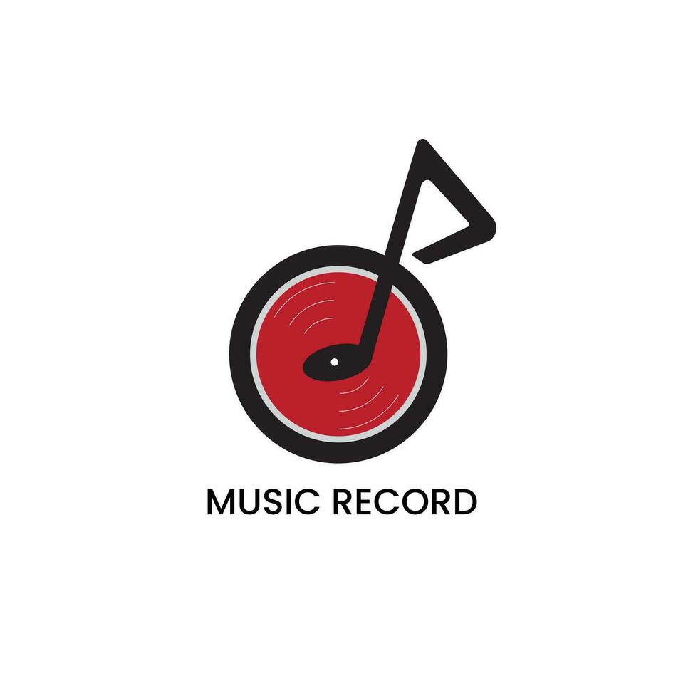 a mix of record disc music icon and play icon. Music recording logo graphic design vector