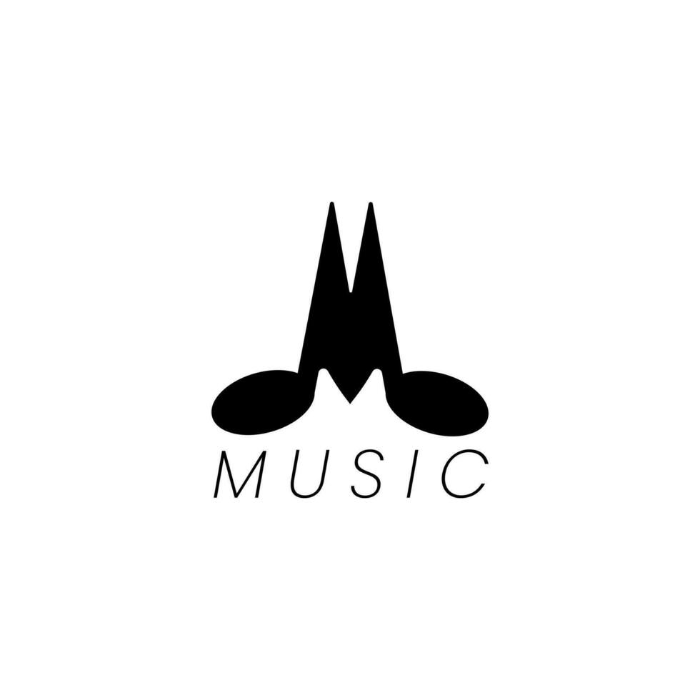 mix logo between letters M and music icon vector