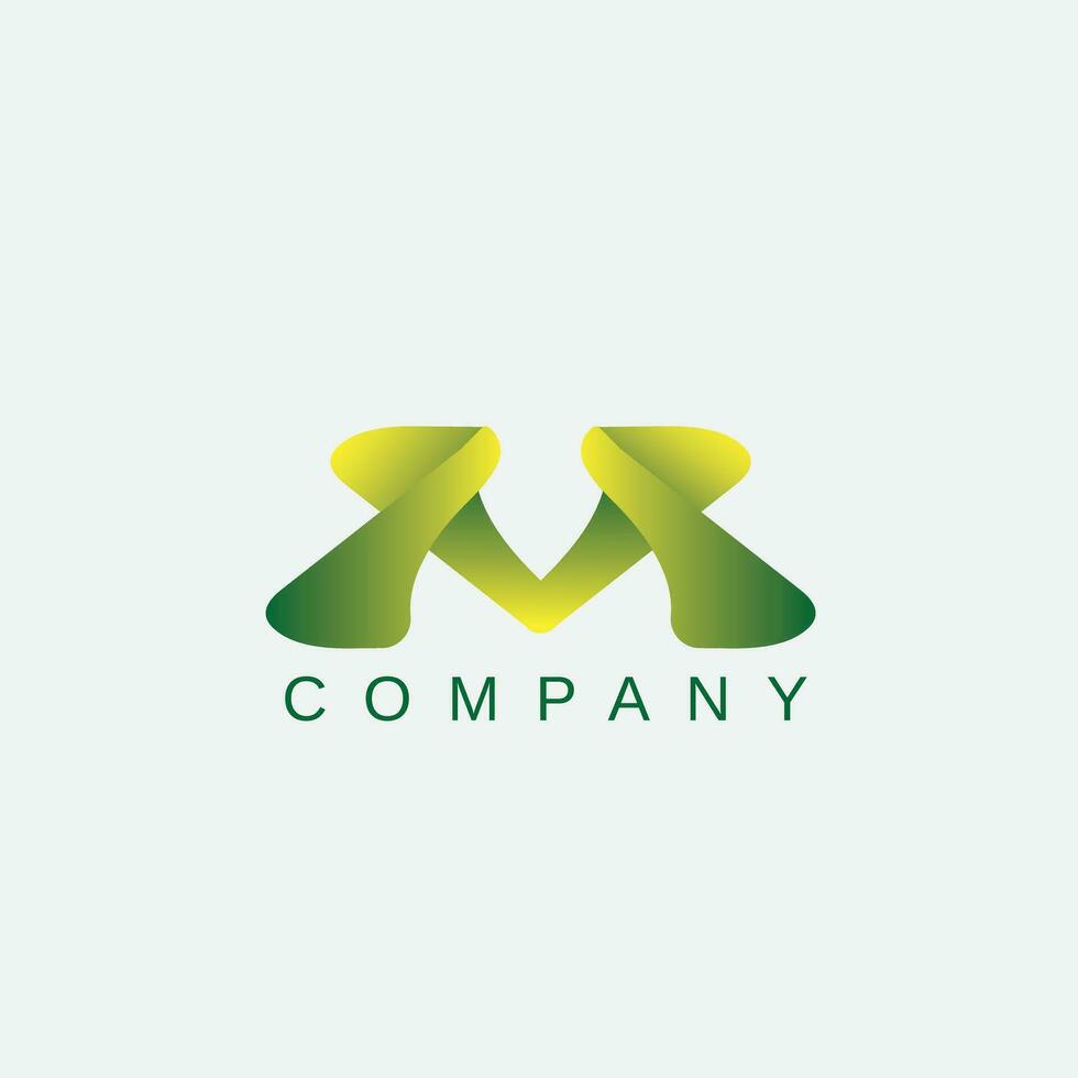 M letter Logo green and yellow color template design vector