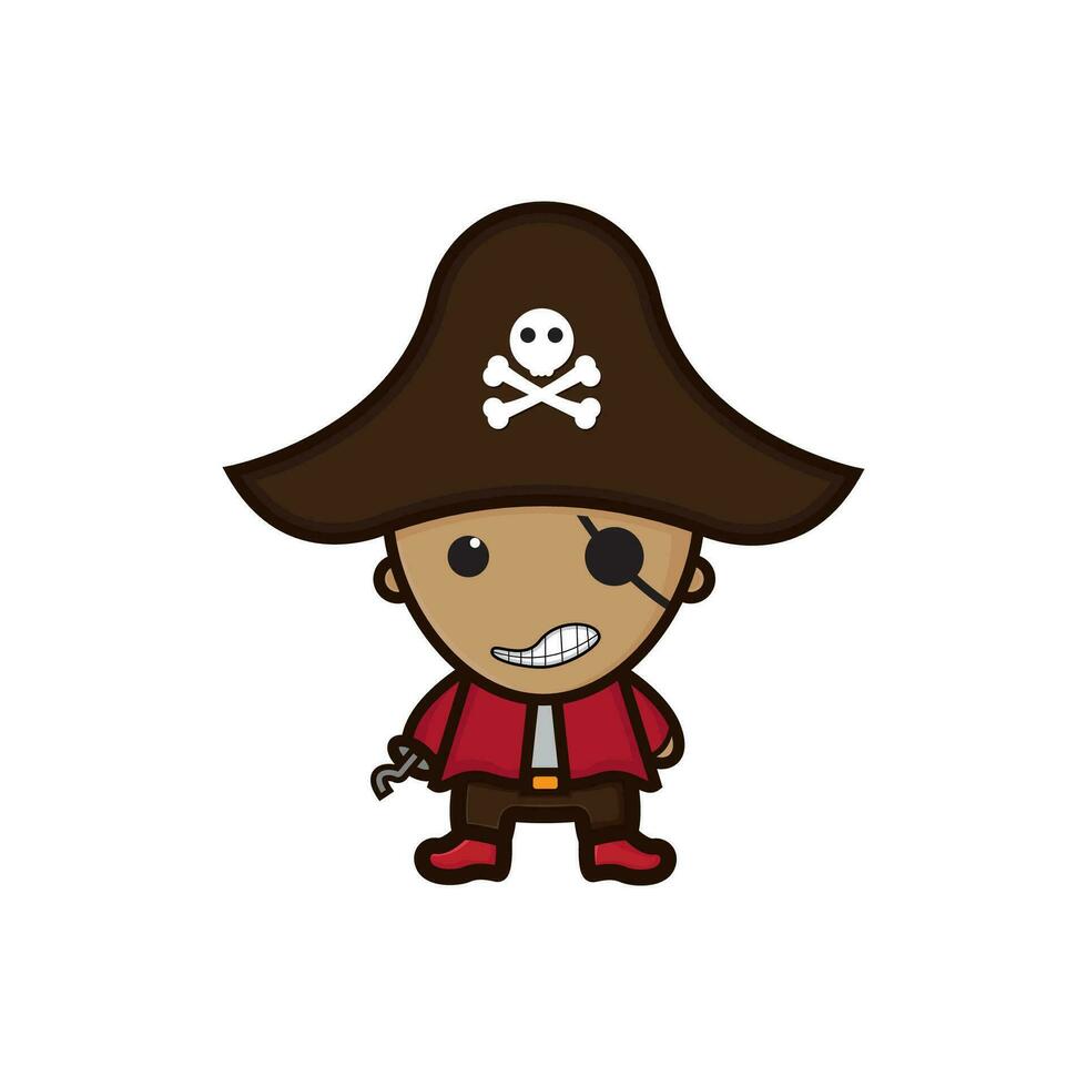 ilustración gráfico vector linda pirata dibujos animados personaje