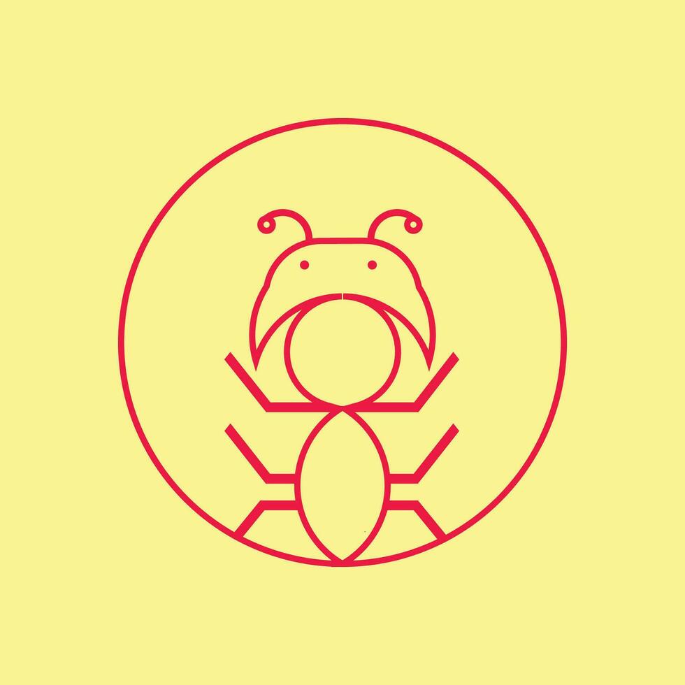 red ant logo with line style vector