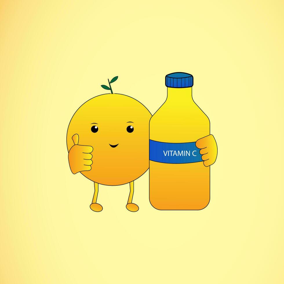 orange juice cartoon character. vector illustration of orange juice containing lots of vitamin c