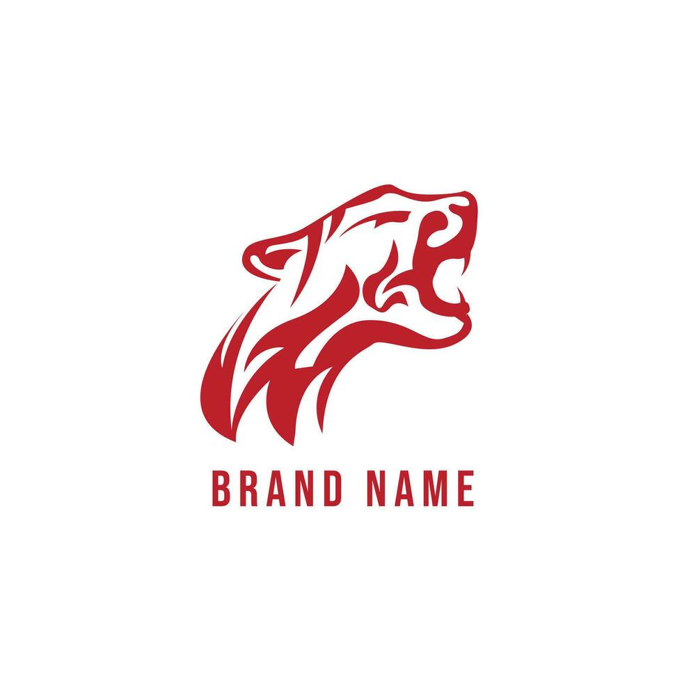 Tiger Head Logo Red Color Template Design vector