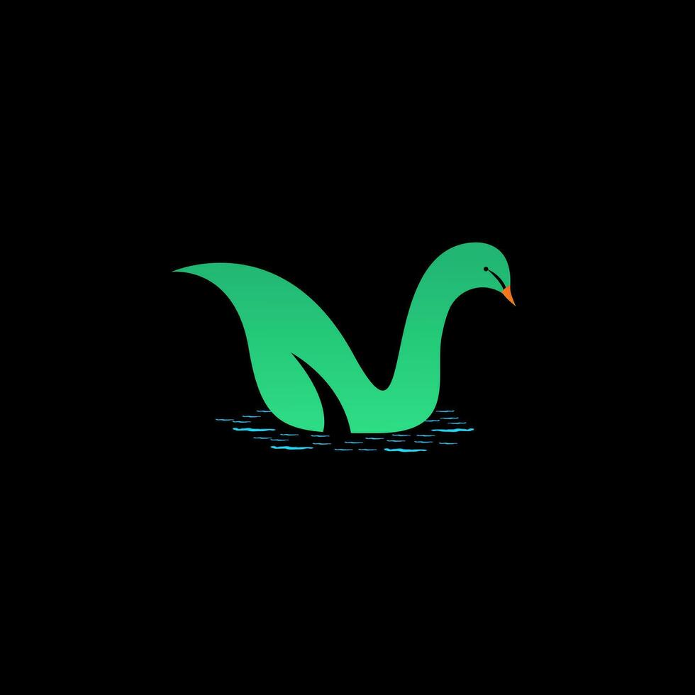 illustration of a bright green swan in a pond vector