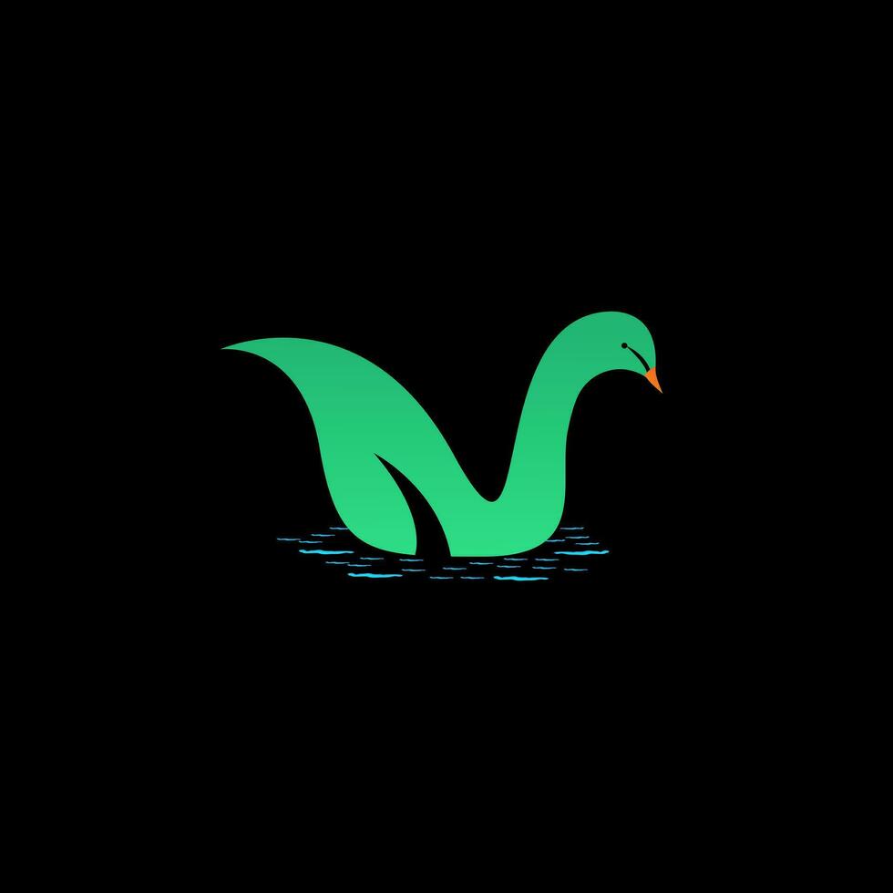 ilustración de un brillante verde cisne en un estanque vector