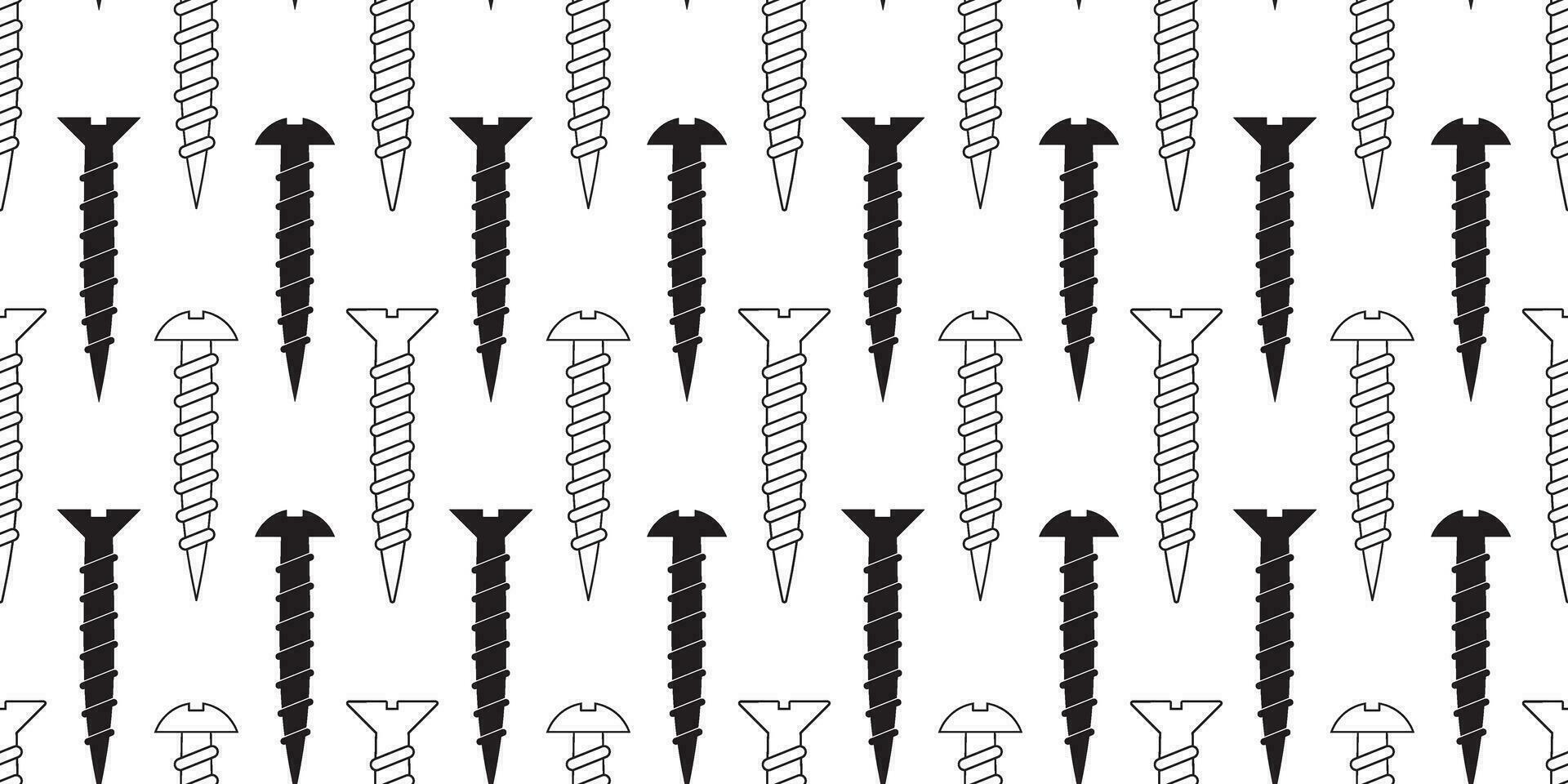 black white screw seamless pattern vector