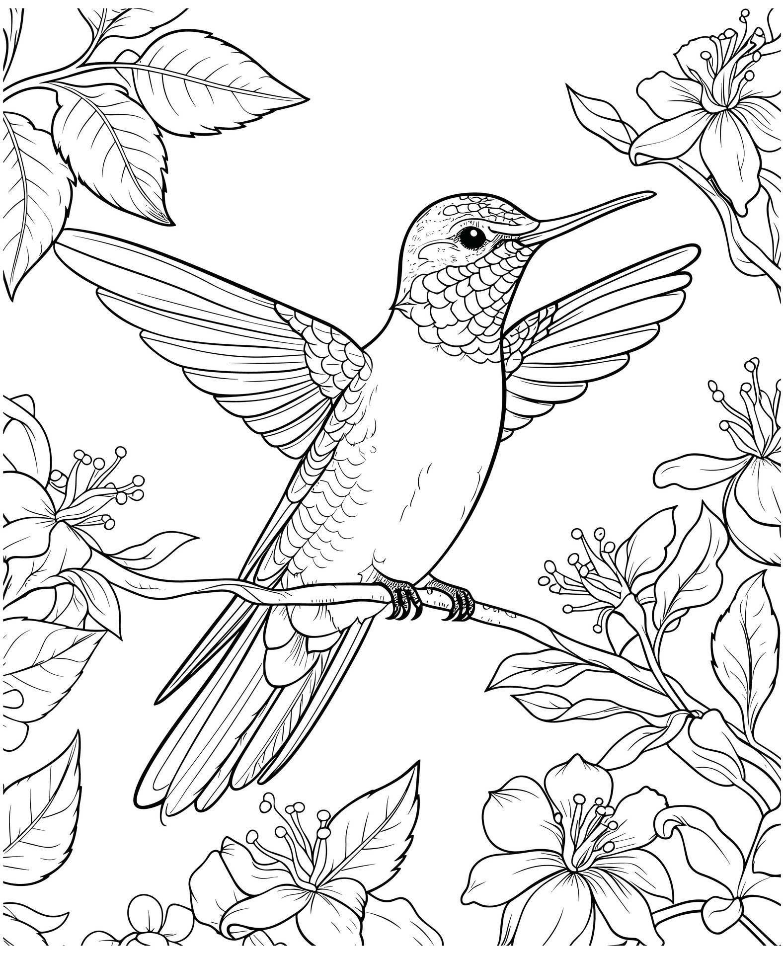 Hummingbird Nest Coloring Page - Easy Hummingbird Coloring Page Vector