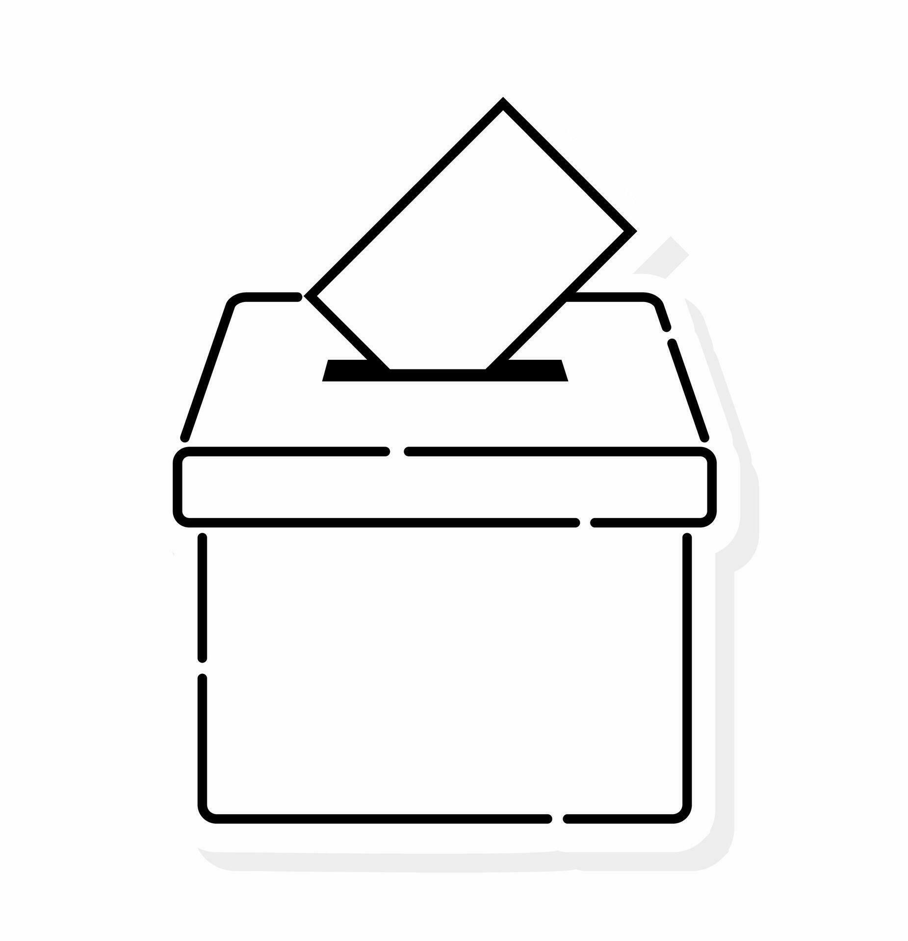Election box. Minimalist and elegant ballot box in thin line. Donation